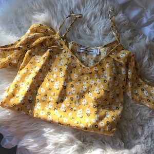 OFF THE SHOULDER YELLOW FLORAL TANK